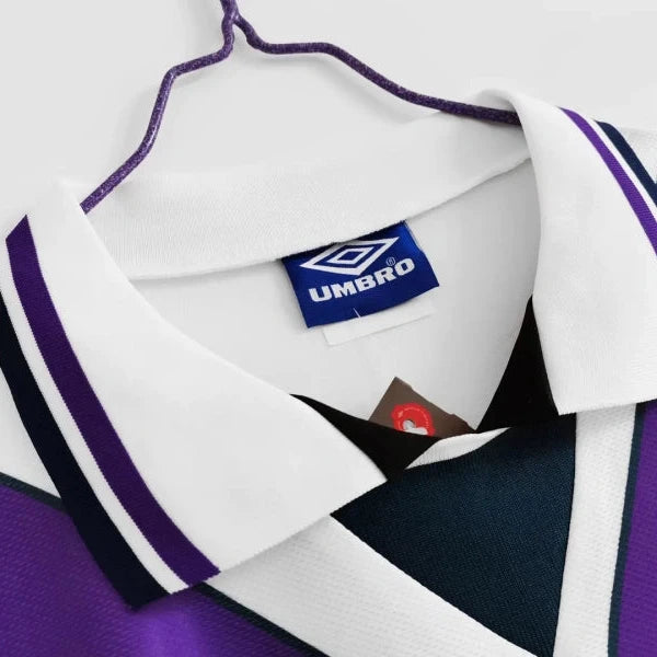 Front view of a white 1994 Scotland football shirt by Umbro